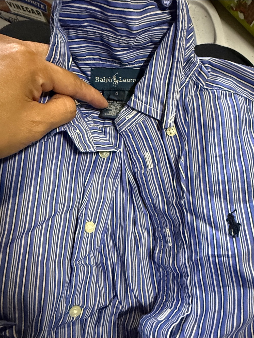 Ralph Lauren Blue and White Striped Button-Down Shirt